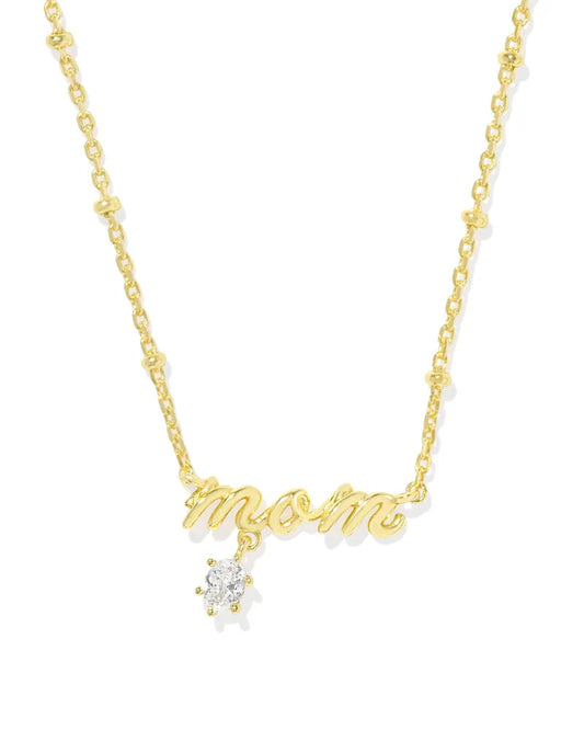Kendra Scott Mom Crystal Short Pendant Necklace Gold-Necklaces-Kendra Scott-N01056GLD-The Twisted Chandelier