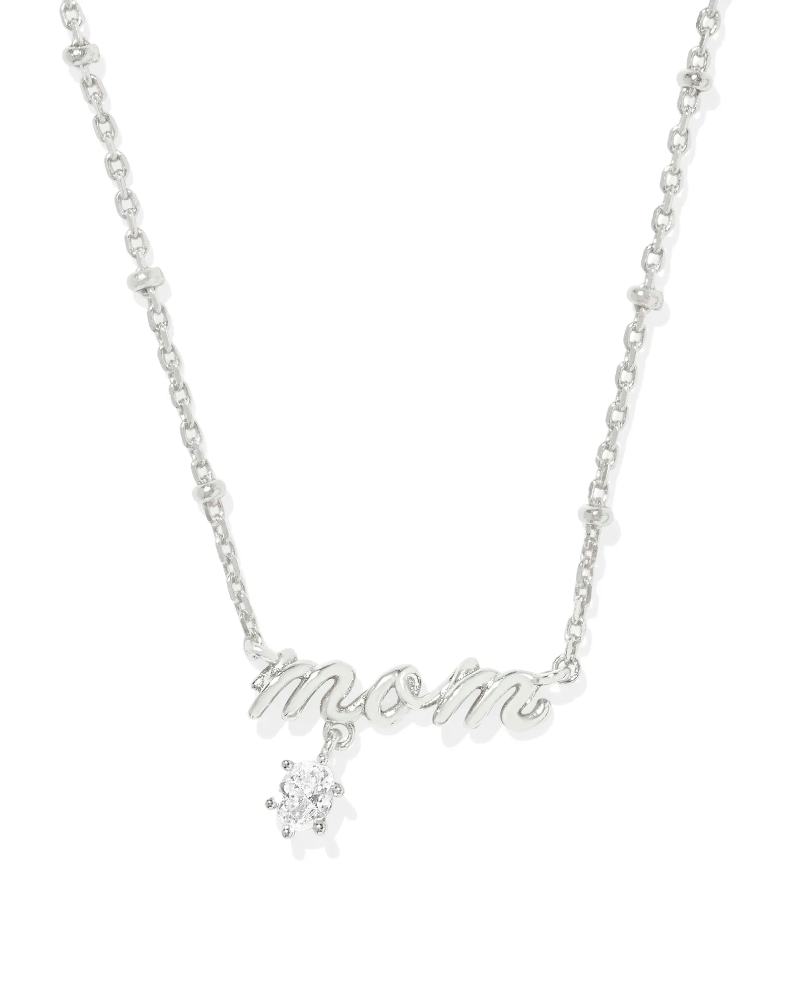 Kendra Scott Mom Crystal Short Pendant Necklace Silver-Necklaces-Kendra Scott-N01056RHD-The Twisted Chandelier