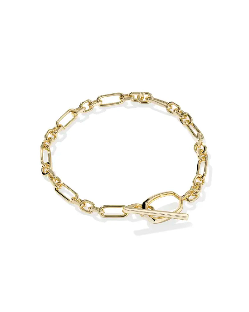 Kendra Scott Sylvia Metal Link And Chain Bracelet Gold-Bracelets-Kendra Scott-B00290GLD-The Twisted Chandelier