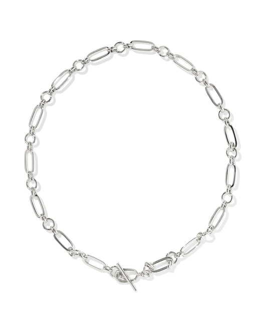 Kendra Scott Sylvia Metal Link And Chain Necklace Silver-Necklaces-Kendra Scott-N01112RHD-The Twisted Chandelier