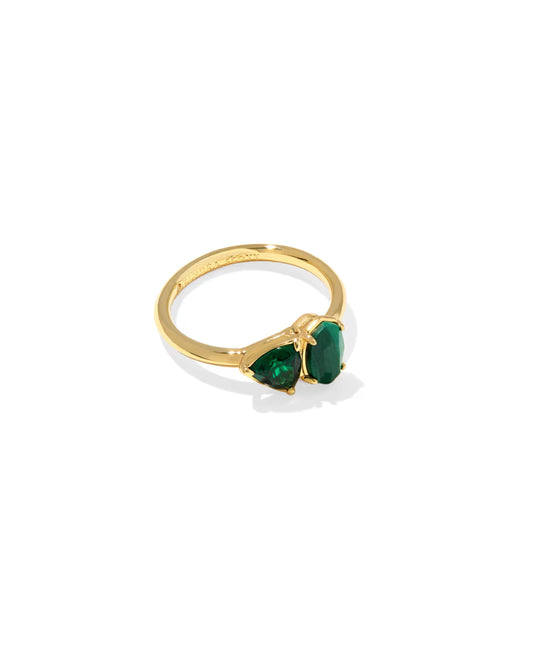 Kendra Scott Tatum Band Ring Gold Green Mix 8-Kendra Scott-R00176GLD-The Twisted Chandelier