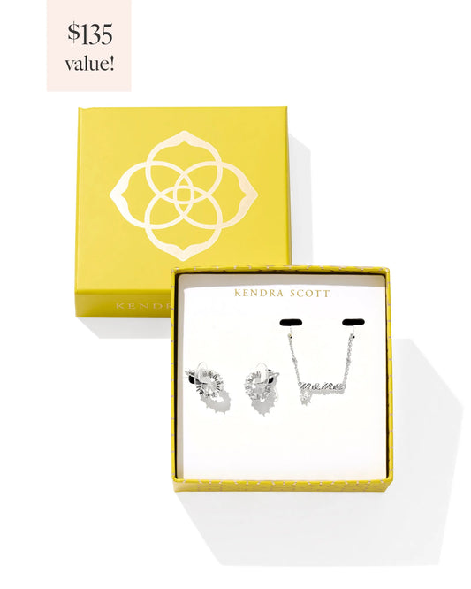 Kendra Scott Mama & Cailin Crystal Gift Set Silver White Crystal-Gift Sets-Kendra Scott-G00046GLD-The Twisted Chandelier
