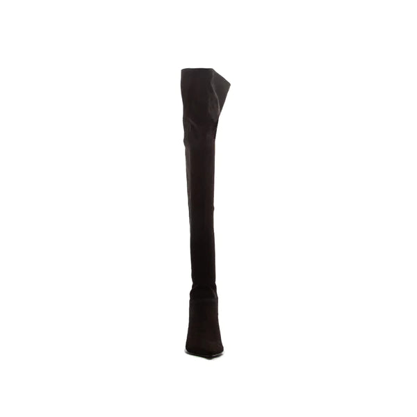 Over the Knee Black Stretch Faux Suede Boots-Boots-Qupid-04/25,05/27/24,09/12/23,1st md,Max Retail-The Twisted Chandelier