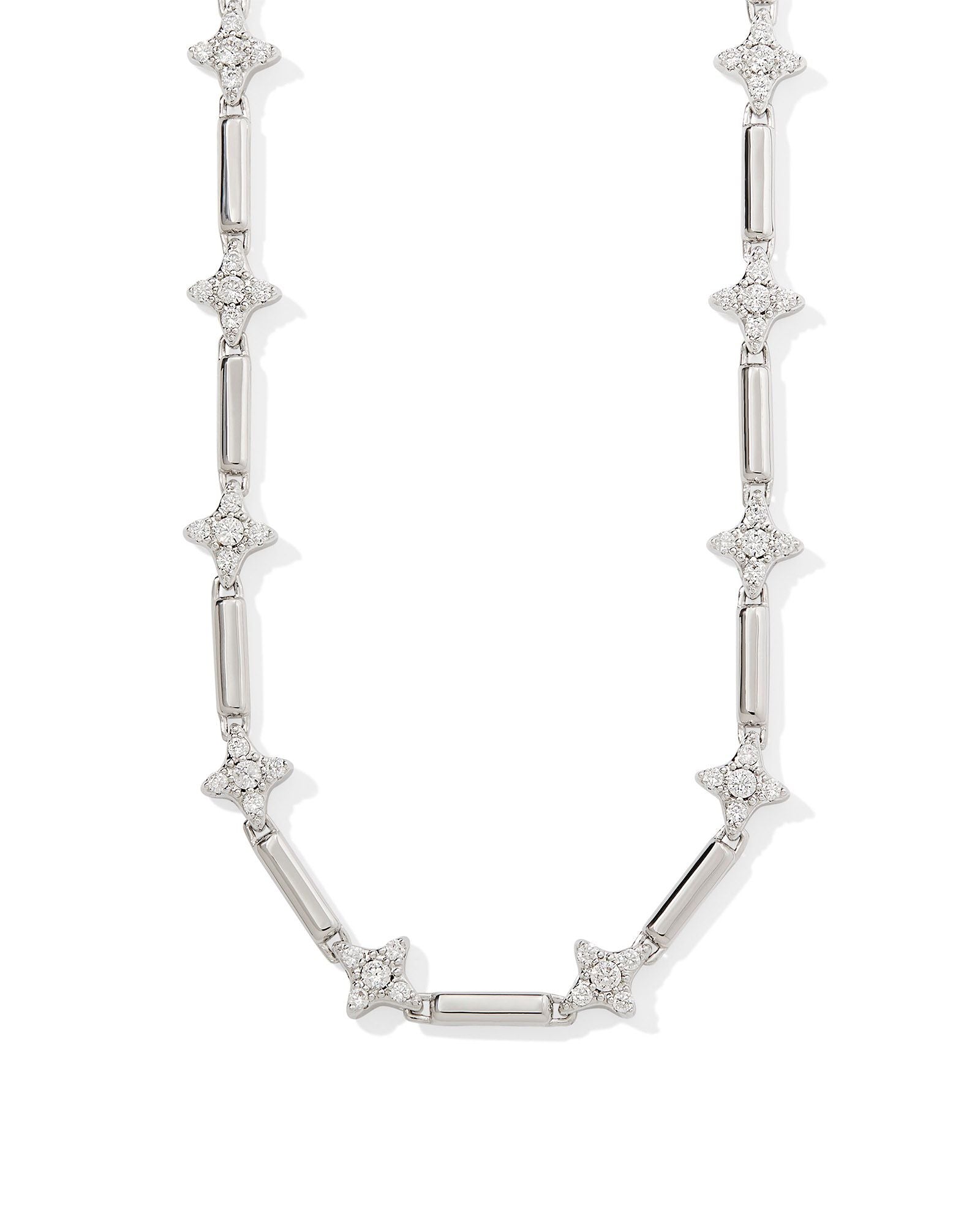 Kendra Scott Holland Strand Necklace Silver White Crystal-Necklaces-Kendra Scott-N00871RHD,Sale Kendra Scott-The Twisted Chandelier