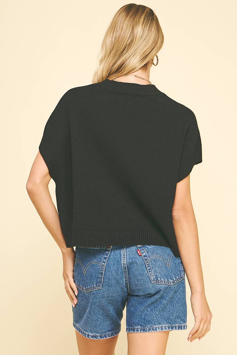 Marcie Dropped Shoulder Sweater Top - Black-PINCH-FD 12/22/25,Tops Collection-The Twisted Chandelier