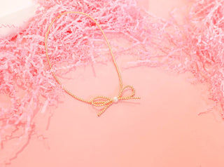 Beaded Blondes Gold Bow Necklace-Beaded Blondes-The Twisted Chandelier