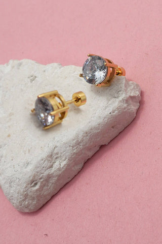 Rhinestone Stainless Steel Screw Back Post Stud Earrings-JOSSLYN by wall to wall-40E473-Round-The Twisted Chandelier