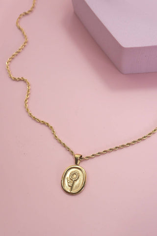 18K Stainless Steel Tarnish Free Rose Necklace-Necklace-JOSSLYN by wall to wall-40NK9447-The Twisted Chandelier