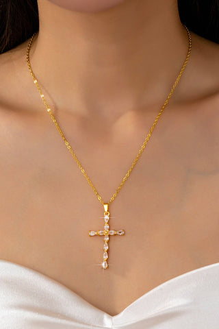 Rainbow Crystal Cross Pendant Necklace-JOSSLYN by wall to wall-80N92816-The Twisted Chandelier