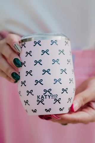 Black & Pink Mini Bow Insulated Wine Tumbler-Tumbler-Katydid-The Twisted Chandelier