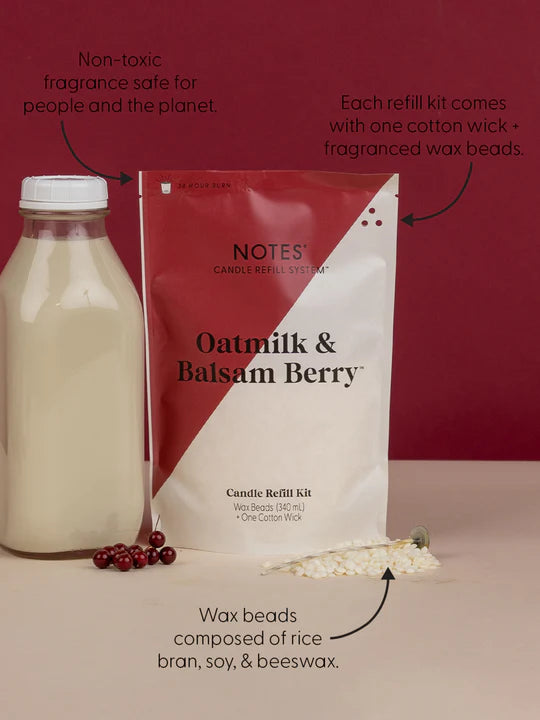 NOTES® Sustainable Candle Refill Kit - Oatmilk & Balsam-Candles-Notes Candles-The Twisted Chandelier