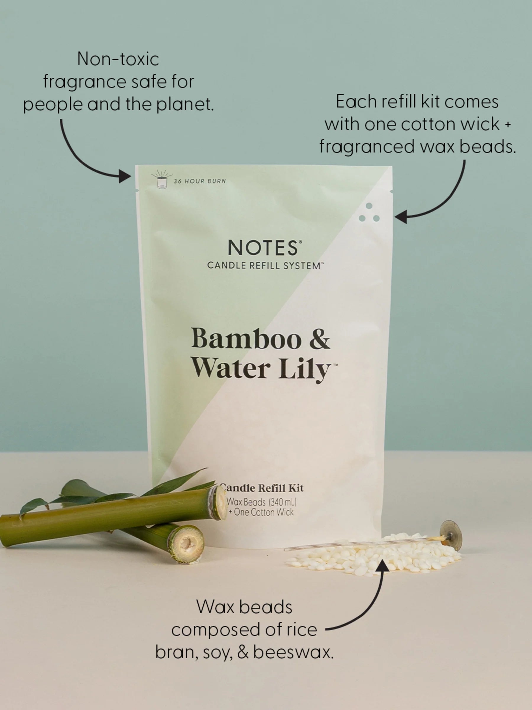 NOTES® Sustainable Candle Refill Kit - Bamboo & Water Lily-Candles-Notes Candles-The Twisted Chandelier