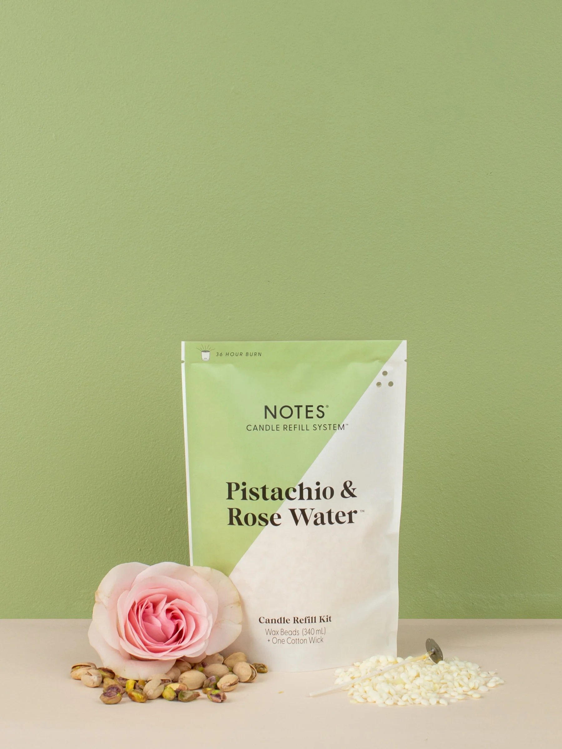 NOTES® Sustainable Candle Refill Kit - Pistachio & Rose Water-Candles-Notes Candles-The Twisted Chandelier