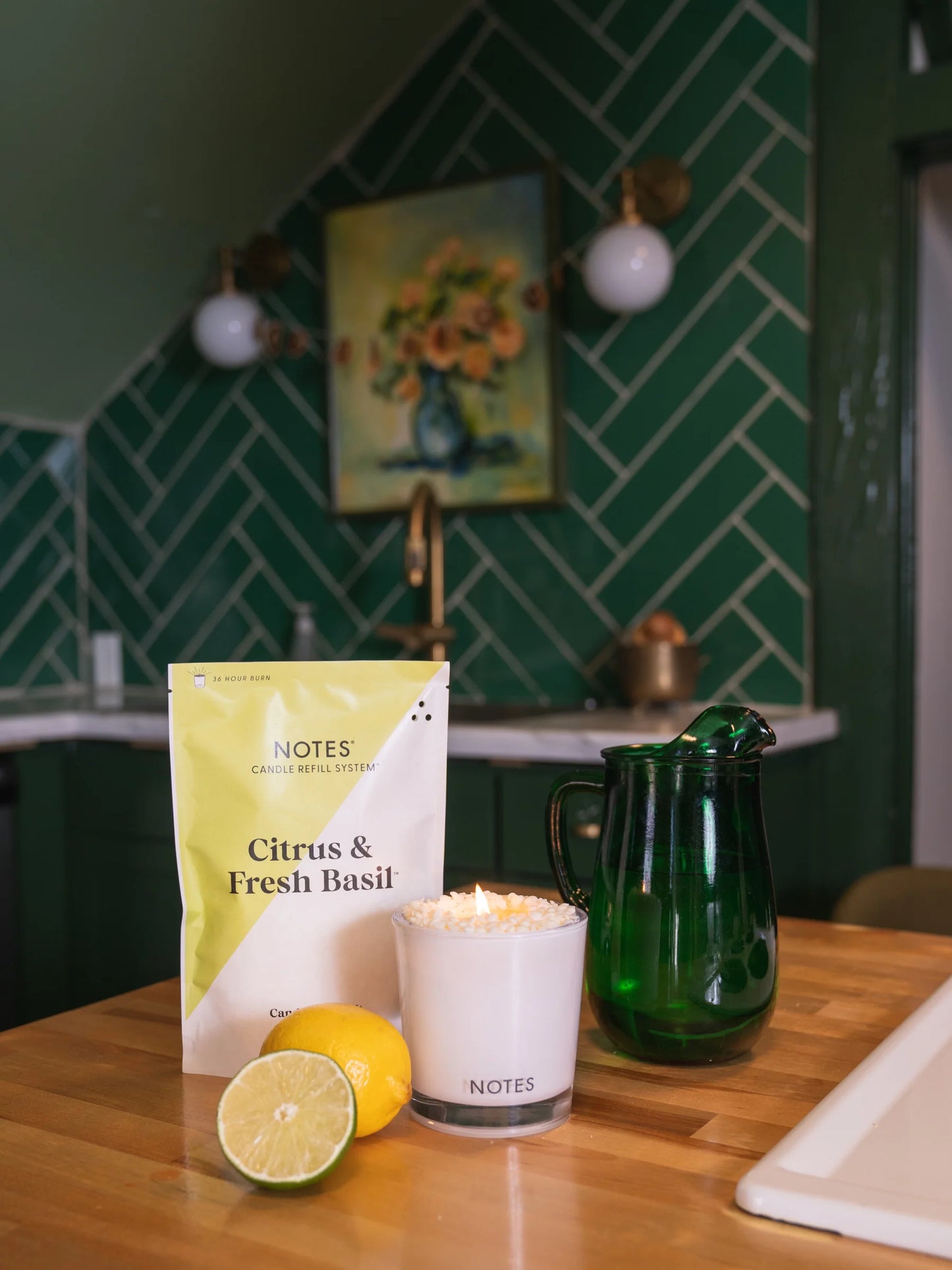 NOTES® Sustainable Candle Refill Kit - Citrus & Fresh Basil-Candles-Notes Candles-The Twisted Chandelier