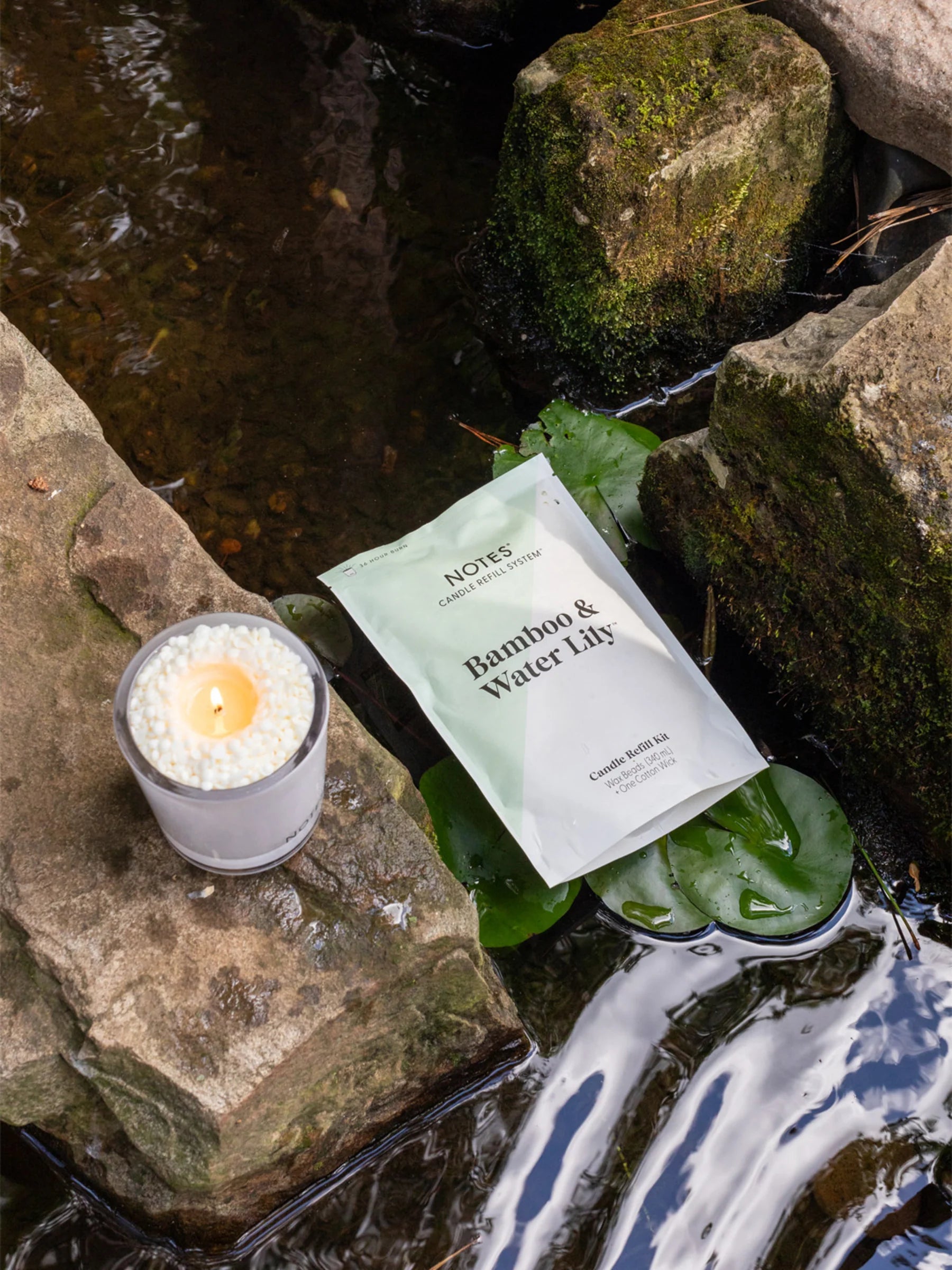 NOTES® Sustainable Candle Refill Kit - Bamboo & Water Lily-Candles-Notes Candles-The Twisted Chandelier