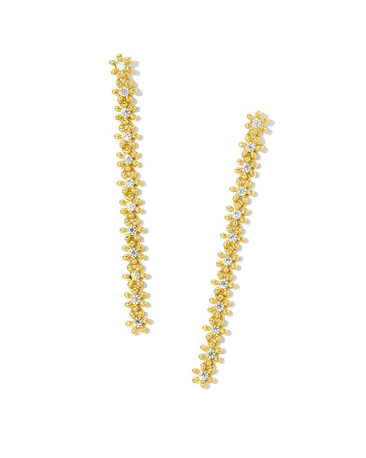 Kendra Scott Nydia Linear Earrings Gold White Crystal-Earrings-Kendra Scott-E00518GLD,FD 07/05/34,Sale Kendra Scott-The Twisted Chandelier
