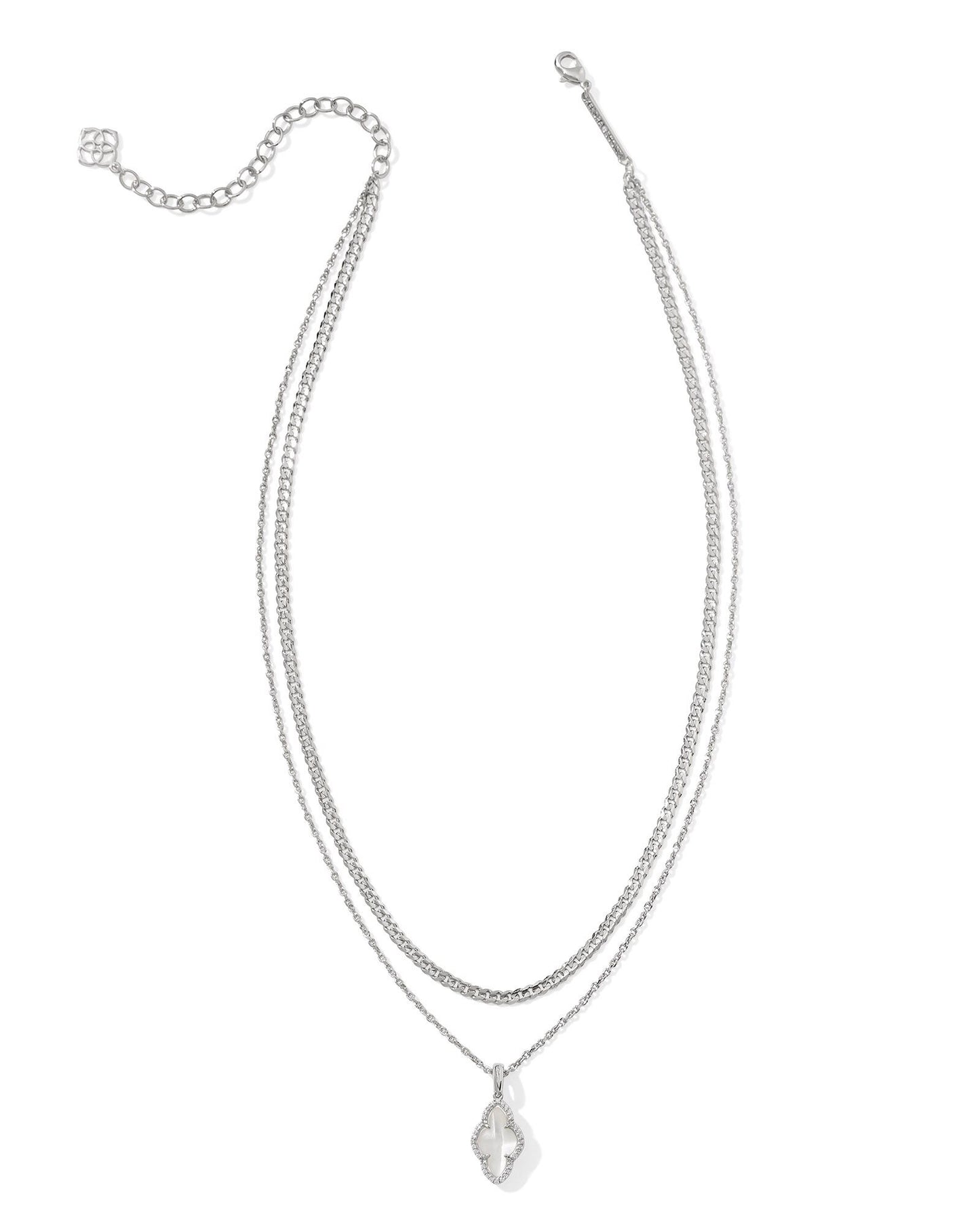 Kendra Scott Abbie Pave Frame Multi Strand Necklace Silver Ivory Mother of Pearl-Necklaces-Kendra Scott-N00882GLD,Sale Kendra Scott-The Twisted Chandelier