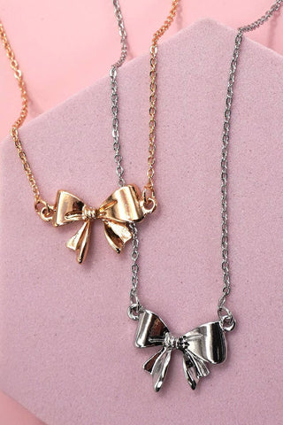 Gold Mini Bow Ribbon Necklace-Necklace-JOSSLYN by wall to wall-80N427-The Twisted Chandelier