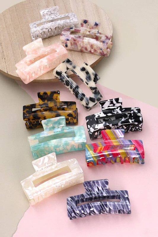 Rectangle Cellulose Hair Claw Clip-JOSSLYN by wall to wall-The Twisted Chandelier