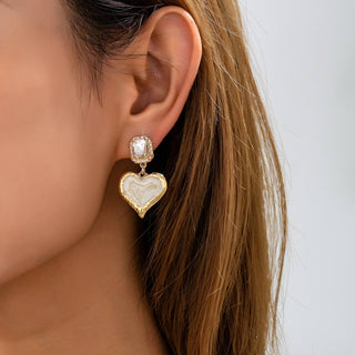 Marbled Enamel Heart Crystal Drop Earrings | 80E62347-JOSSLYN by wall to wall-GOLD-The Twisted Chandelier