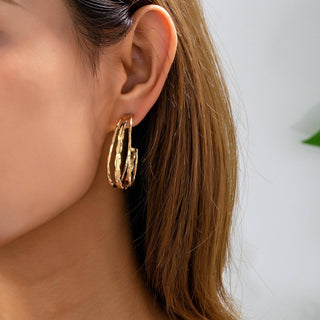 Gold-Tone Triple Layer Hoop Earrings | 80E62339-JOSSLYN by wall to wall-The Twisted Chandelier