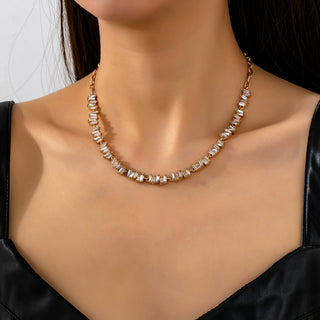 Jagged Pattern Baguette Crystal Necklace | 80N92964-JOSSLYN by wall to wall-Gold-The Twisted Chandelier