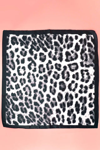 Animal Leopard Print Silky Feel Bandana Scarf-Scarf-JOSSLYN by wall to wall-40SC632-Black-The Twisted Chandelier