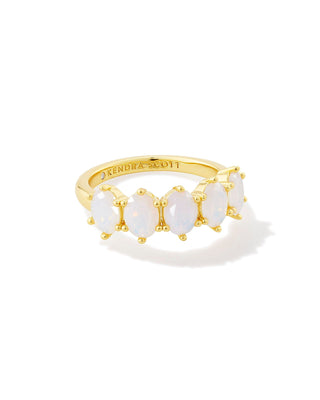 Kendra Scott Cailin Crystal Band Ring Gold White Iridescent Crystal Size 6-Rings-Kendra Scott-R1313GLD-The Twisted Chandelier