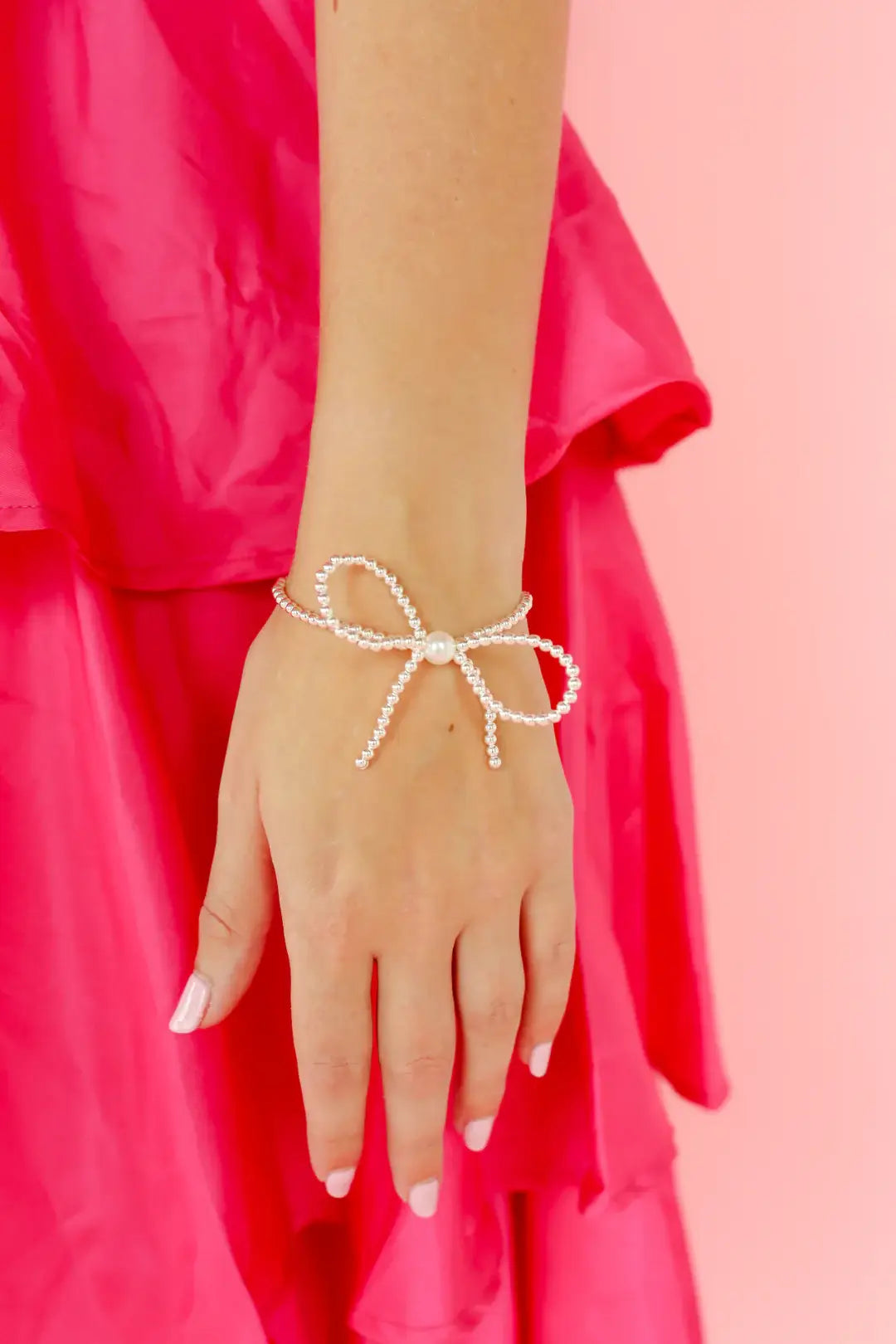 Silver Bow Bracelet-Beaded Blondes-The Twisted Chandelier