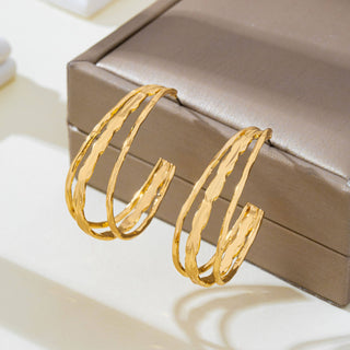 Gold-Tone Triple Layer Hoop Earrings | 80E62339-JOSSLYN by wall to wall-The Twisted Chandelier