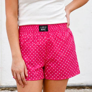 Bonnie Mini Polka Dot Boxer Shorts - Hot Pink-Shorts-Girlie Girl Originals-bottoms-The Twisted Chandelier