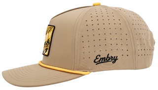 Men's Tan Golf - Bull Red Patch Hat-Hat-Embry Outdoors-Men's-The Twisted Chandelier