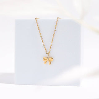 18K Gold PVD Stainless Steel Ribbon Bow Charm-Stainless Steel Charm-WJW-The Twisted Chandelier