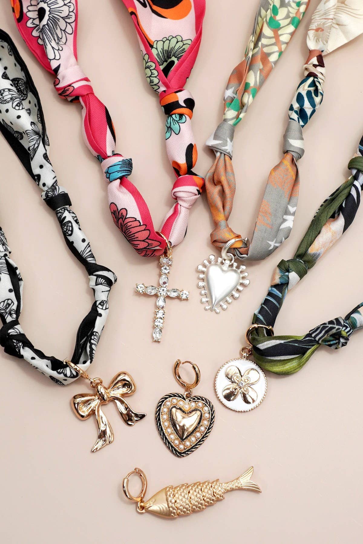 Handcrafted Scarf Interchangeable Charm Necklace-JOSSLYN by wall to wall-The Twisted Chandelier