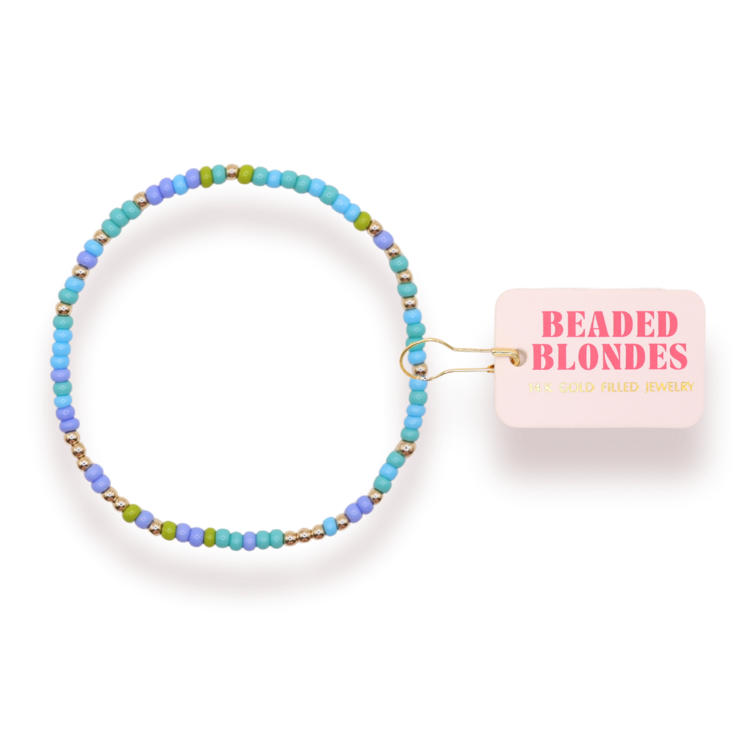 Blues and Green Sprinkle Anklet-Beaded Blondes-The Twisted Chandelier