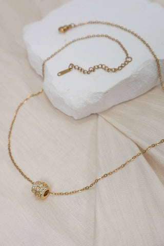 18K STAINLESS STEEL TARNISH FREE BARREL NECKLACE | 40NK9704-JOSSLYN by wall to wall-Gold-The Twisted Chandelier