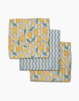 Lemon Waves Dishcloth Set-Dishcloths-Geometry-The Twisted Chandelier