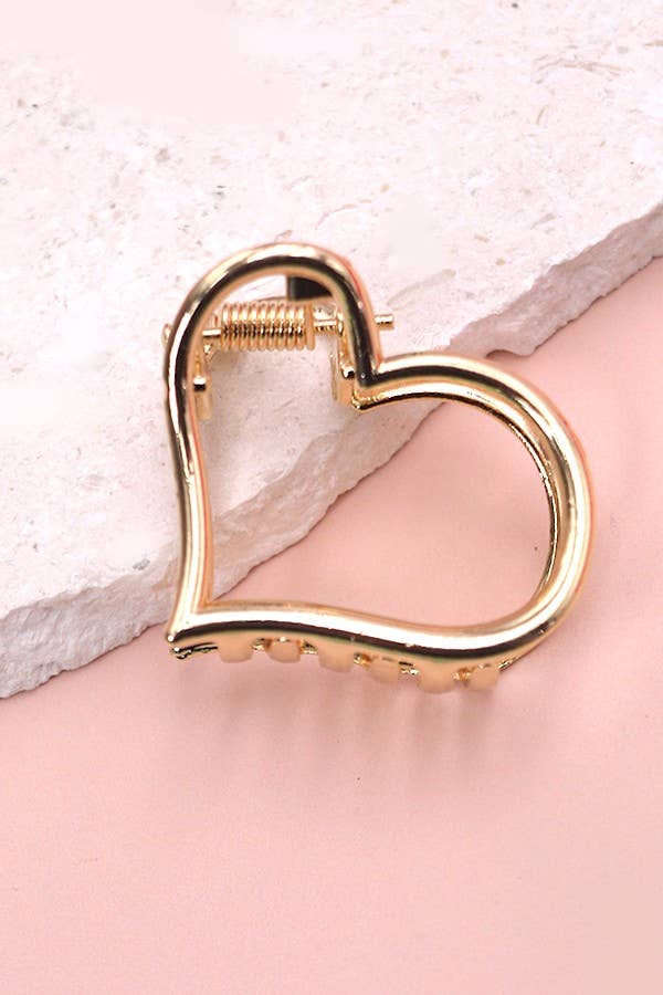Mini Gold Rectangle Bow Heart Hair Claw Clips-JOSSLYN by wall to wall-The Twisted Chandelier