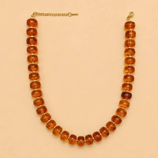 Chunky Amber-Tone Barrel Bead Necklace | 40NK9767-JOSSLYN by wall to wall-The Twisted Chandelier