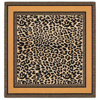 Leopard Print & Geometric Border Silky Neck Scarf | 40SC734-JOSSLYN by wall to wall-The Twisted Chandelier