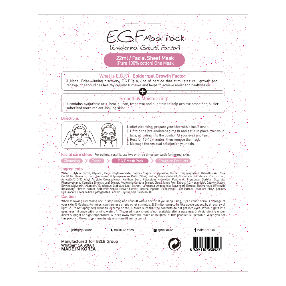 EGF Premium Sheet Mask (5 pc Box)-Naisture-The Twisted Chandelier