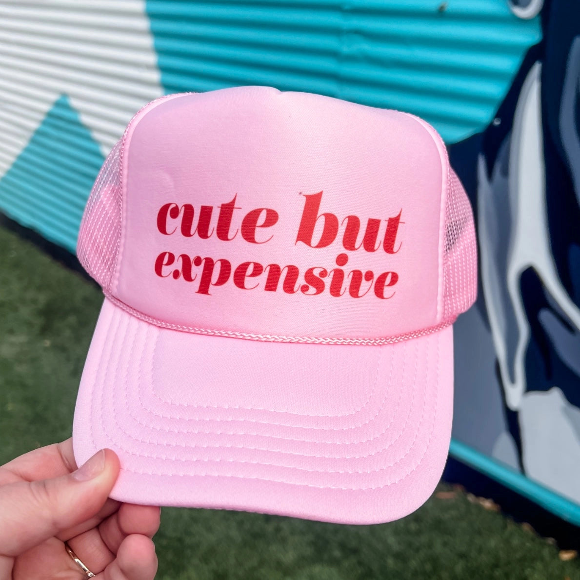 Cute But Expensive Snapback Foam Trucker Hat-Trucker Hat-Turquoise & Tequila-CR 04/21/25-The Twisted Chandelier