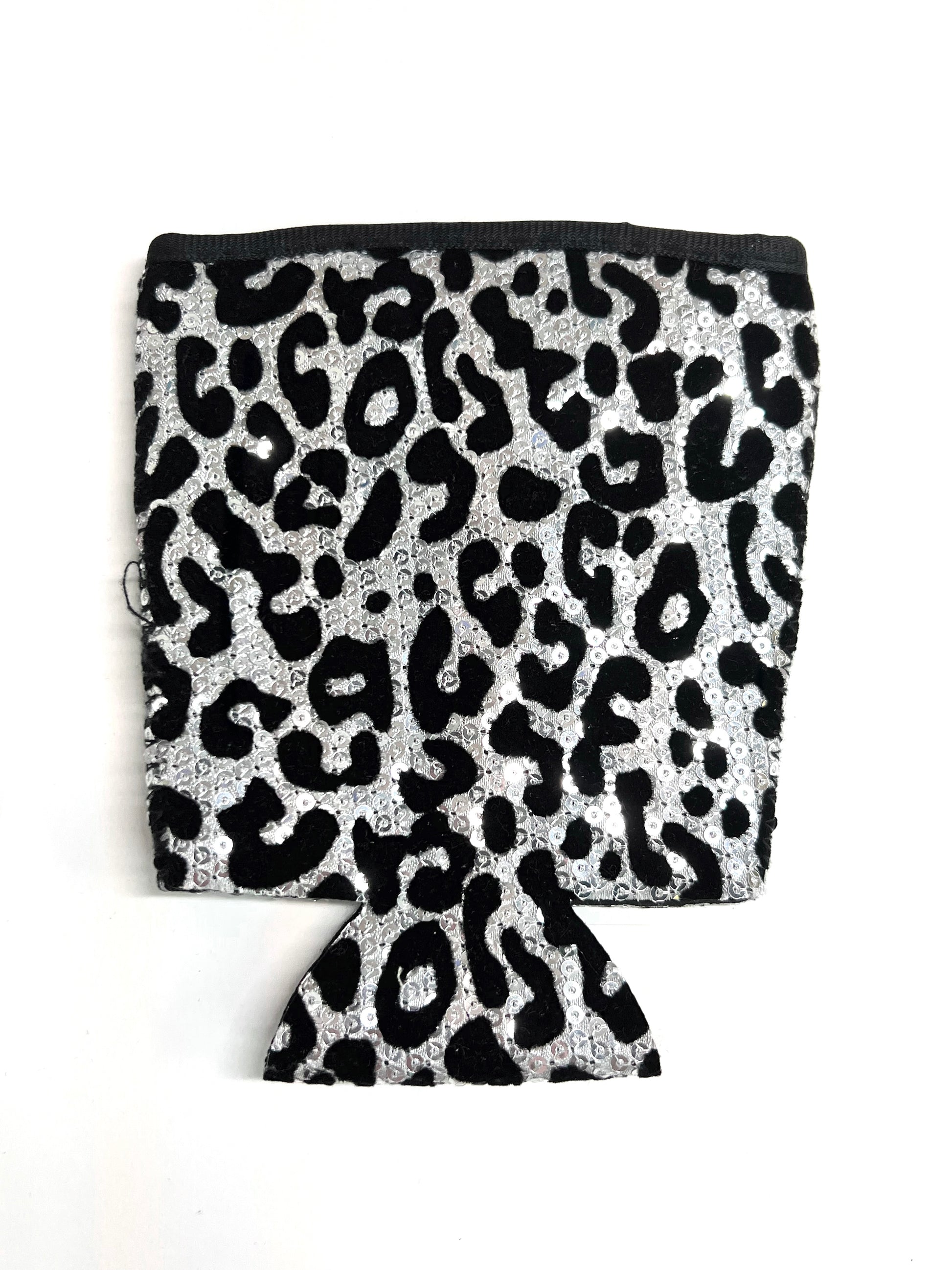Black Leopard Silver Sequin Tumbler Drink Sleeve-Drink Sleeves-Southern Grace Wholesale-The Twisted Chandelier