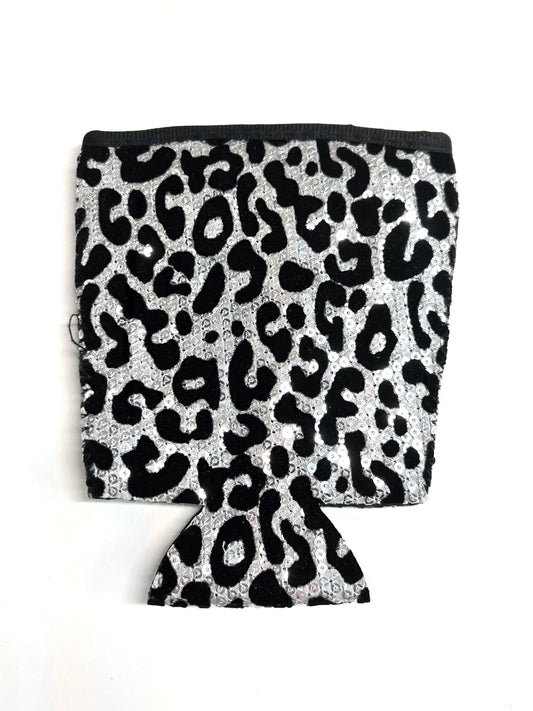 Black Leopard Silver Sequin Tumbler Drink Sleeve-Drink Sleeves-Southern Grace Wholesale-The Twisted Chandelier