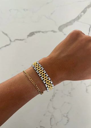 Chansutt Pearl Thick Two Toned Bracelet-Bracelet-CHANSUTTPEARLS-The Twisted Chandelier