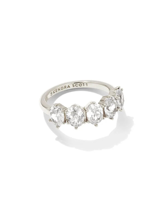 Kendra Scott Cailin Crystal Band Ring Rhodium Metal White Cz Size 8-Rings-Kendra Scott-R1313RHD-The Twisted Chandelier