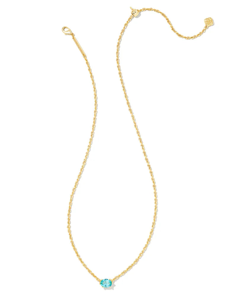 Kendra Scott Cailin Crystal Pendant Necklace Gold Aqua Crystal-Necklaces-Kendra Scott-N1941GLD-The Twisted Chandelier