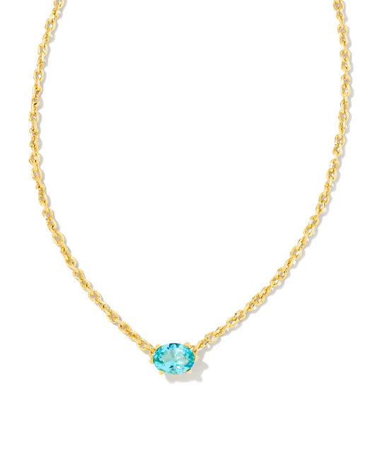 Kendra Scott Cailin Crystal Pendant Necklace Gold Aqua Crystal-Necklaces-Kendra Scott-N1941GLD-The Twisted Chandelier