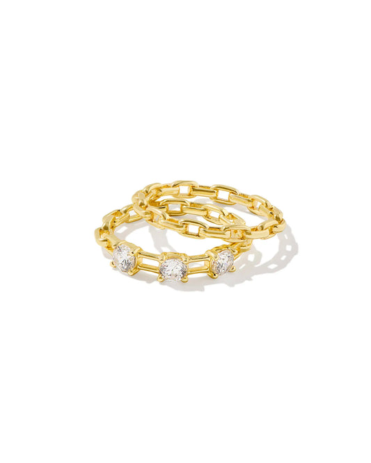 Kendra Scott Lexi Ring Set Gold White Crystal Size 6-Rings-Kendra Scott-CR 07/31/24,FD 07/31/24,R00100GLD,Sale Kendra Scott-The Twisted Chandelier