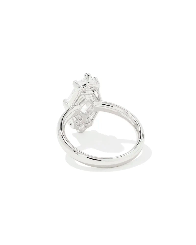 Kendra Scott Lindy Rae Elyse Cocktail Ring Silver White Crystal 9-Rings-Kendra Scott-CR 04/23/25,R00112RHD-The Twisted Chandelier